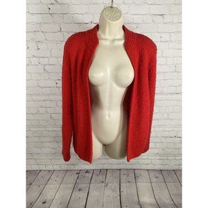 VTG Compositions Red Open Front Shoulder Padded Long Sleeve Sweater Cardigan S
